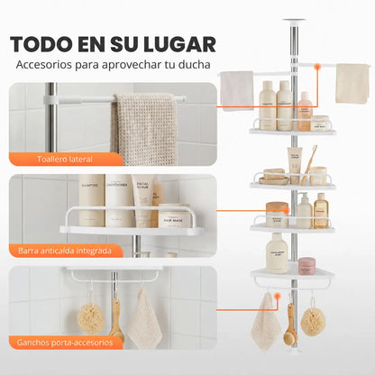 Organizador Esquinero de Baño Telescópico — 4 Niveles Ajustables