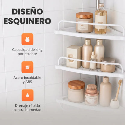Organizador Esquinero de Baño Telescópico — 4 Niveles Ajustables